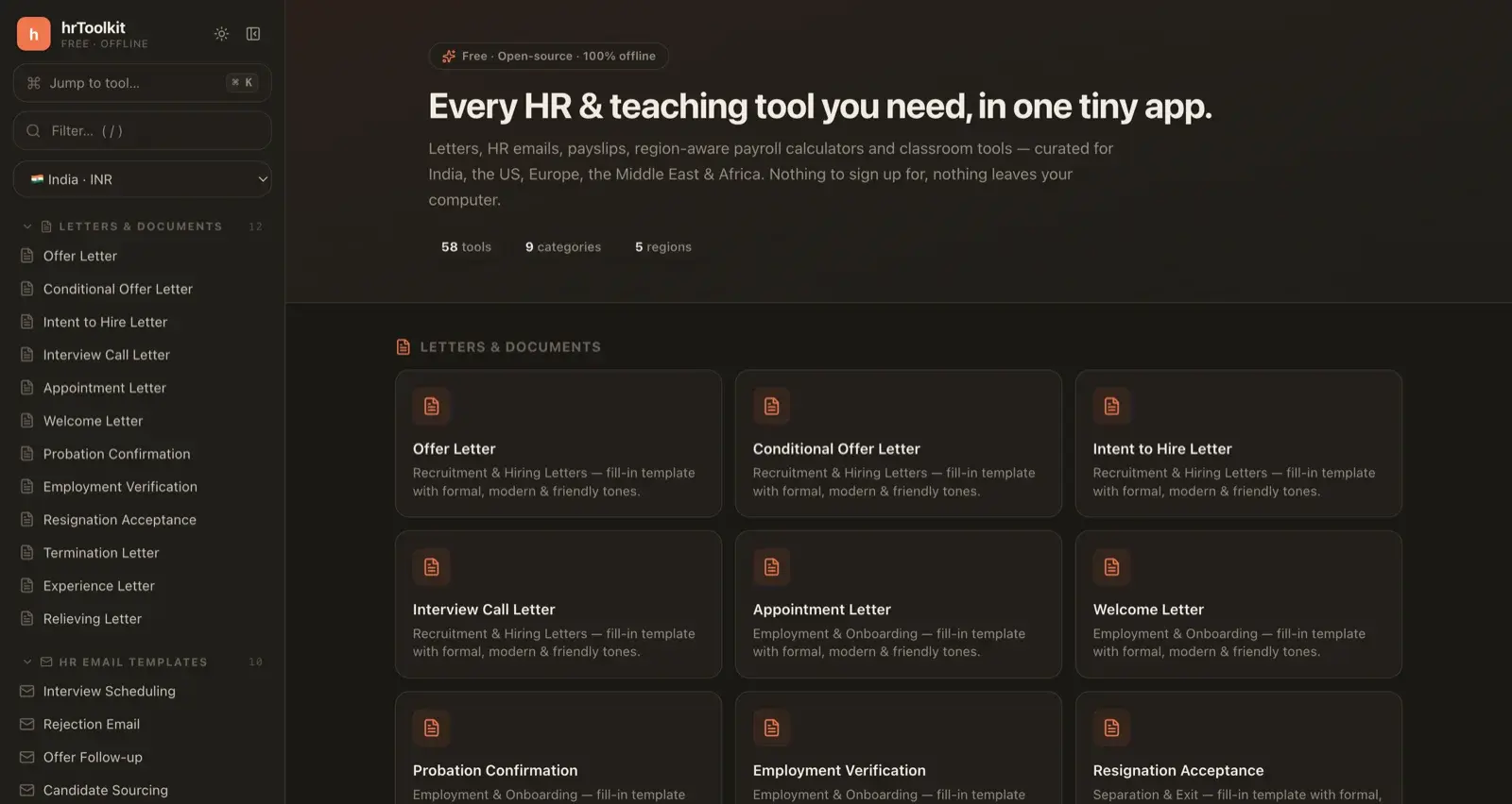 HR Toolkit dark mode