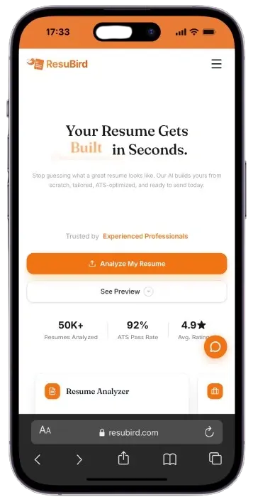 ResuBird App Mockup on Phone